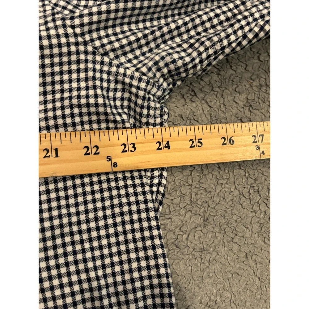 Banana Republic Mens XL Navy Blue Check Oxford Untucked Fit Long Sleeve Shirt